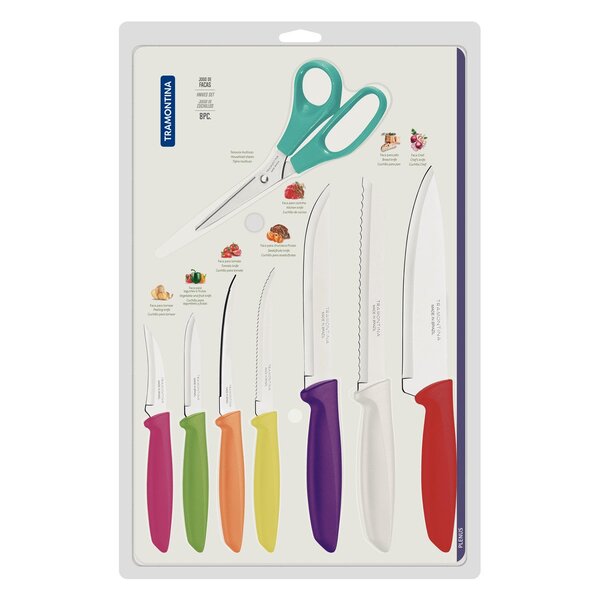 JUEGO CUCHILLOS TRAMONTINA 8 PIEZAS 1 JuegoCuchillosColores8p2 NAPOLES NOVEDADES